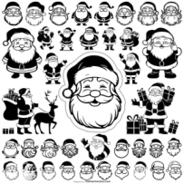 Graphics - Santa-Claus Silhouette and Outline Collection - Vector
